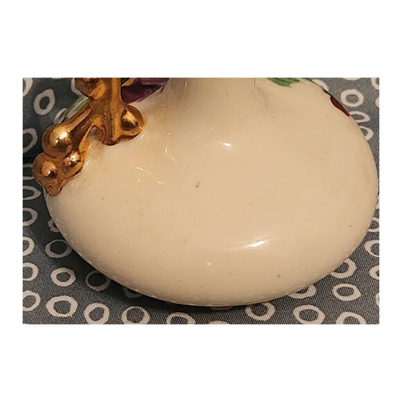 Two ~ Vintage Le Pere Mini Hand Painted Pansy Pitchers/ Vases with Gold Trim - Picture 8 of 11